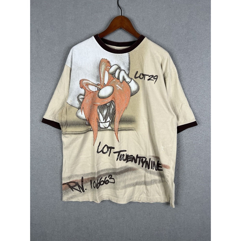 Vintage Lot29 Shirt‎ Mens XL White Yosemite Sam Looney Tunes Graphic Hip Hop